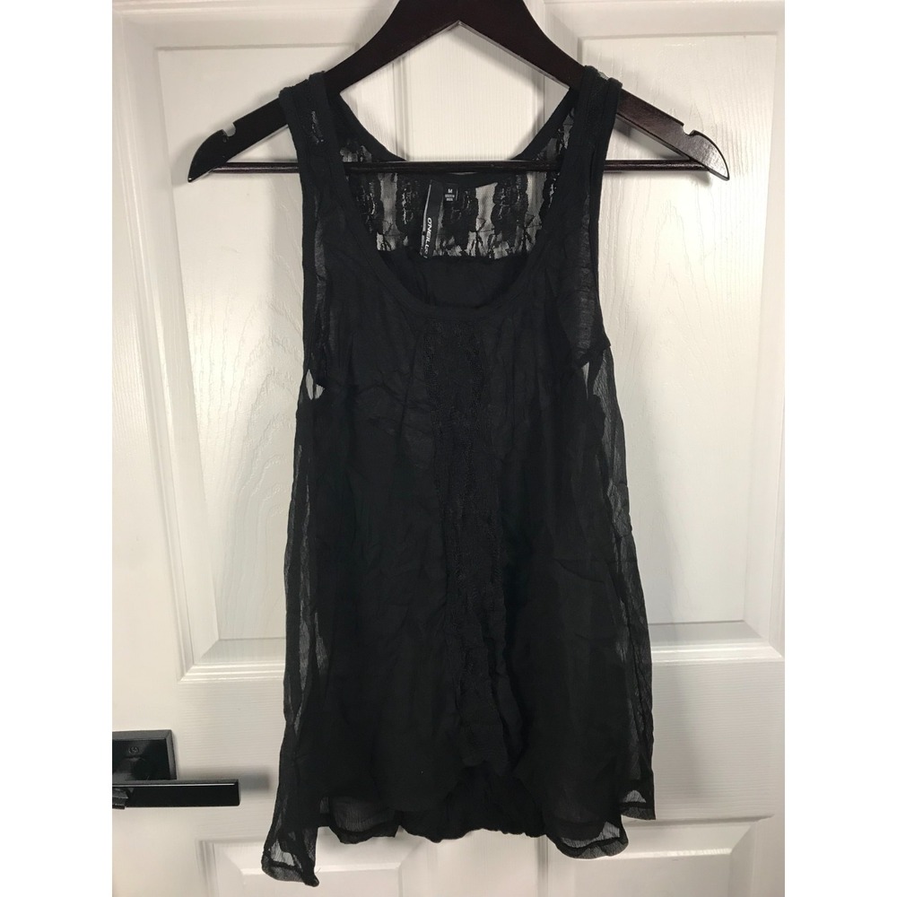 O'Neill Black Sheer Mesh Ruffle Tank Top • Y2K Skater Surfer Girl Aesthetic S M